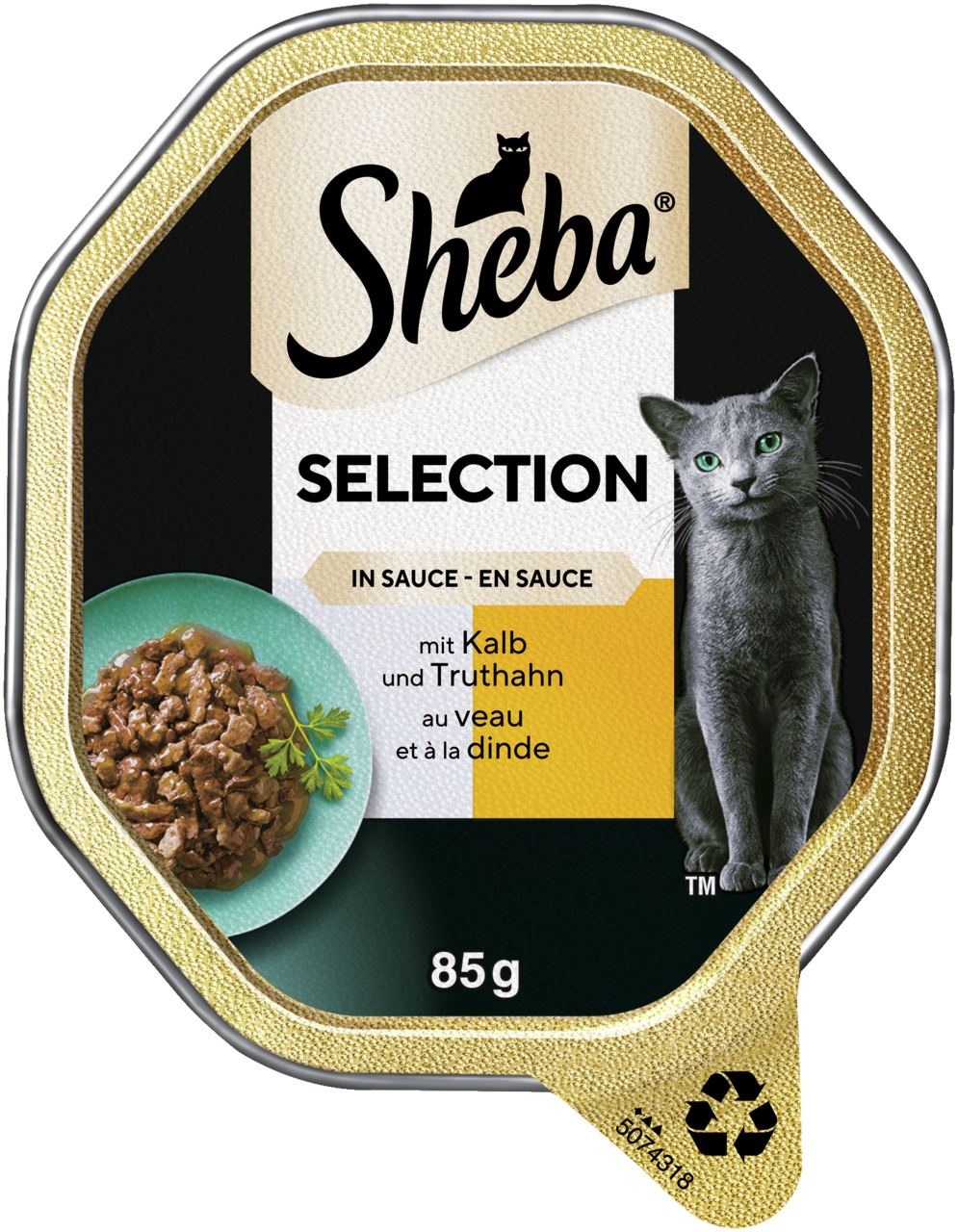 Sheba Selection in Sauce, Katzenfutter, Kalb & Truthahn, 85 g, hochwertige Tiernahrung für Katzen.
