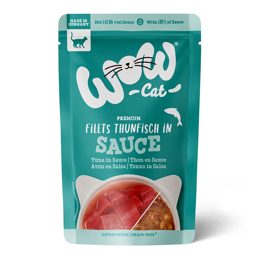 WOW CAT Premium Filets Thunfisch in Sauce für Katzen, getreidefrei, mit extra viel Sauce, Made in Germany.