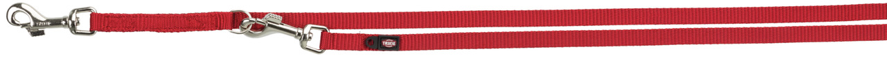 TRIXIE Adjustable Leash, rote Hundeleine aus Nylon, für alle Hundegrößen, längenverstellbar, mit Metallkarabinern, ideal für Training.