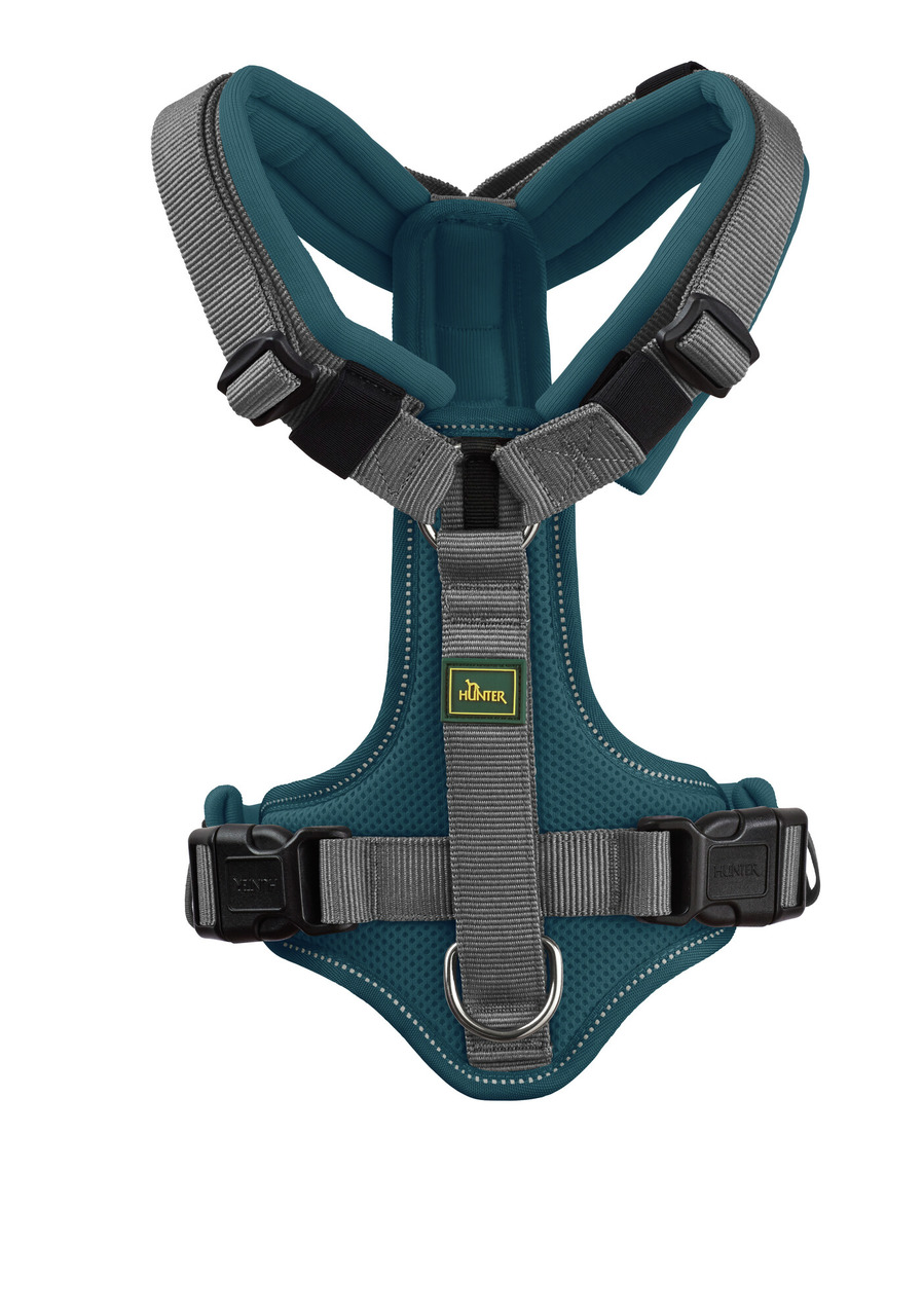 HUNTER Hundegeschirr "Divo", Petrol, ergonomisch, gepolstert, reflektierend, für Hundehalter mit Qualitätsanspruch.