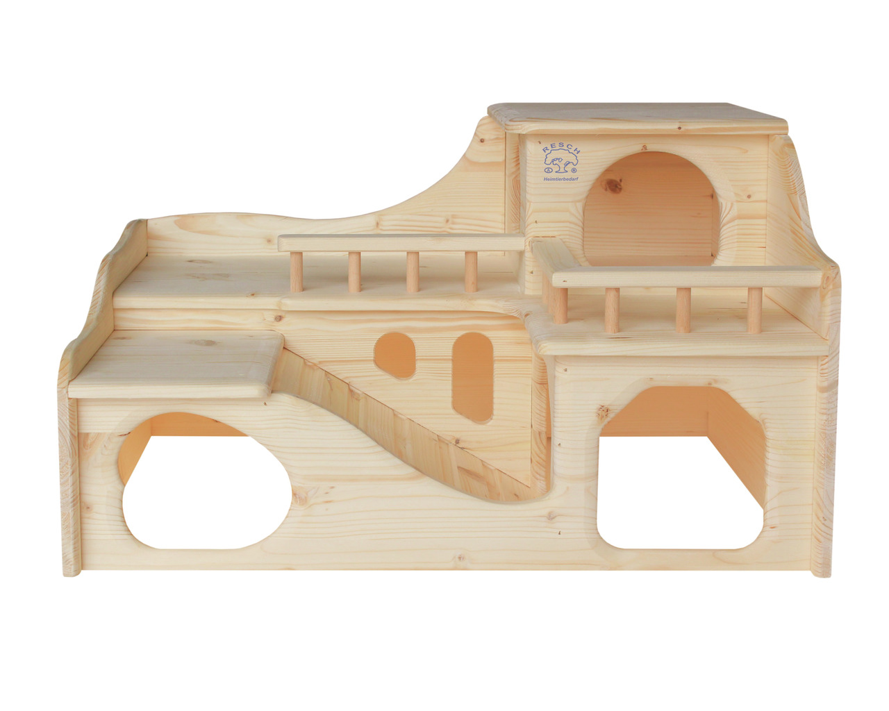 Resch Kleintierhaus, Holz, für Hamster-Meerschweinchen, mit Ebenen, Verstecken & Rampen, ideal für artgerechte Haltung & Beschäftigung.