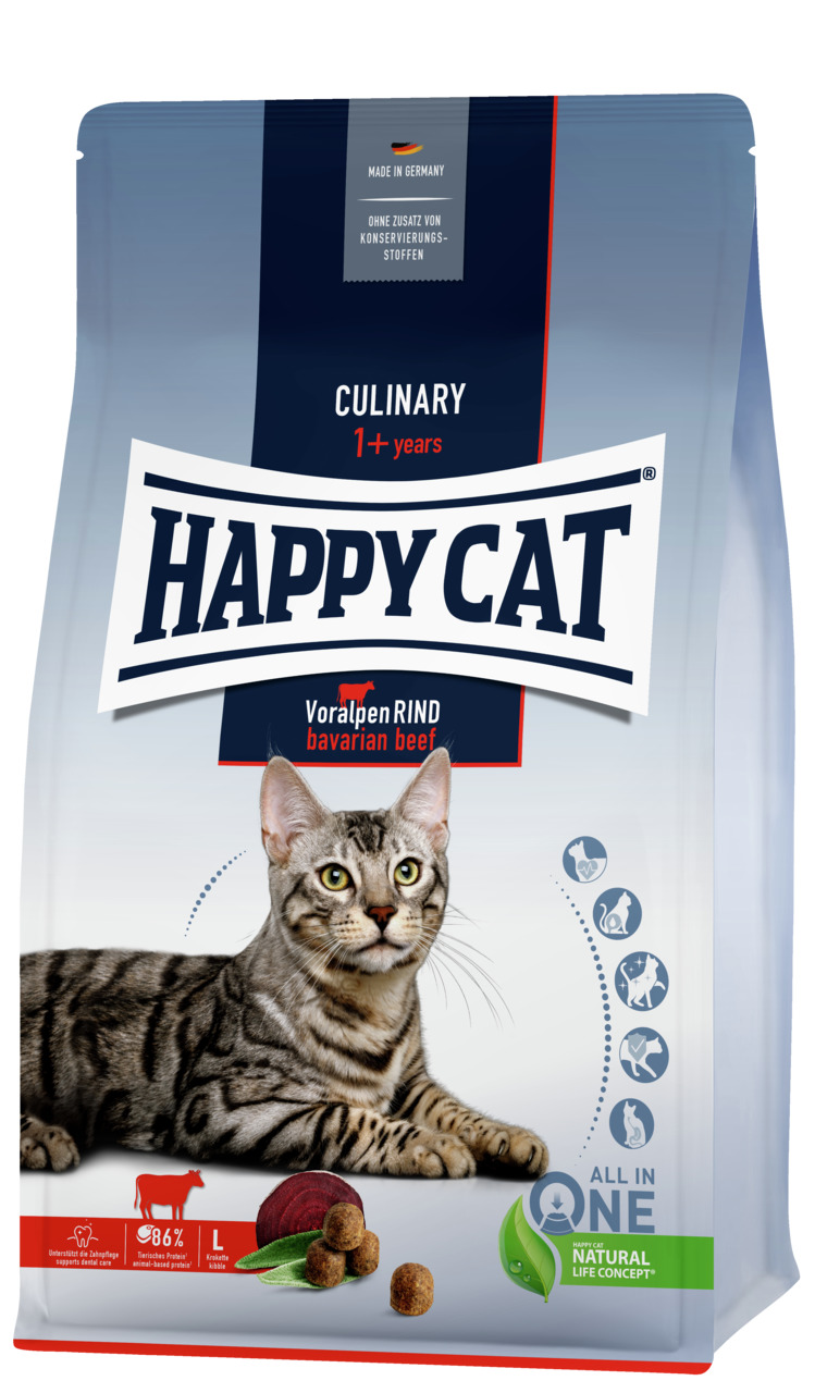 Sparpaket HAPPY CAT Supreme Culinary Voralpen-Rind 2 x 4 Kilogramm Katzentrockenfutter