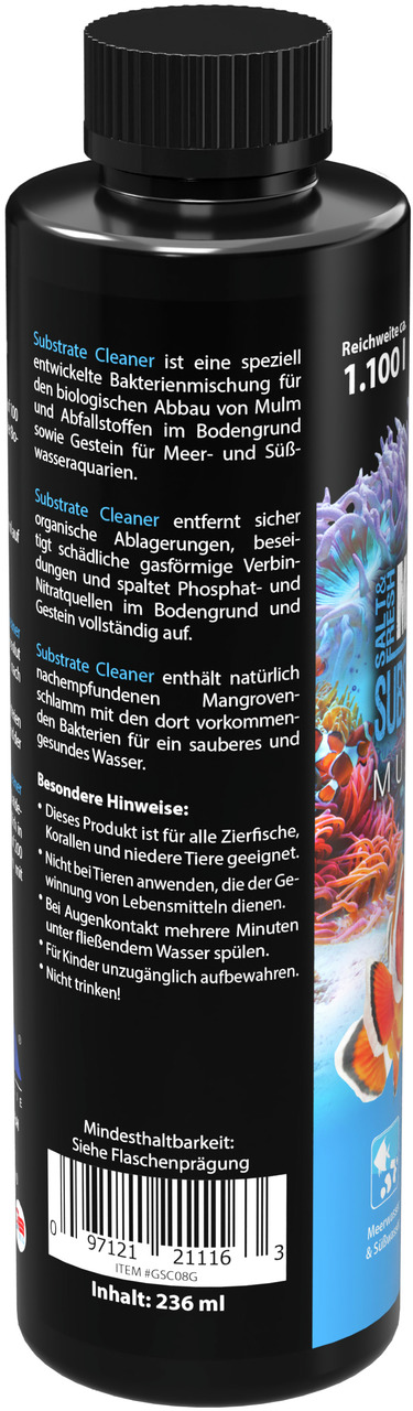 MICROBE-LIFT Substrate Cleaner, 236 ml, für Meer-/Süßwasseraquarien, reinigt mit Bakterienmischung, Reichweite: 1.100 l, für Aquarienbesitzer.