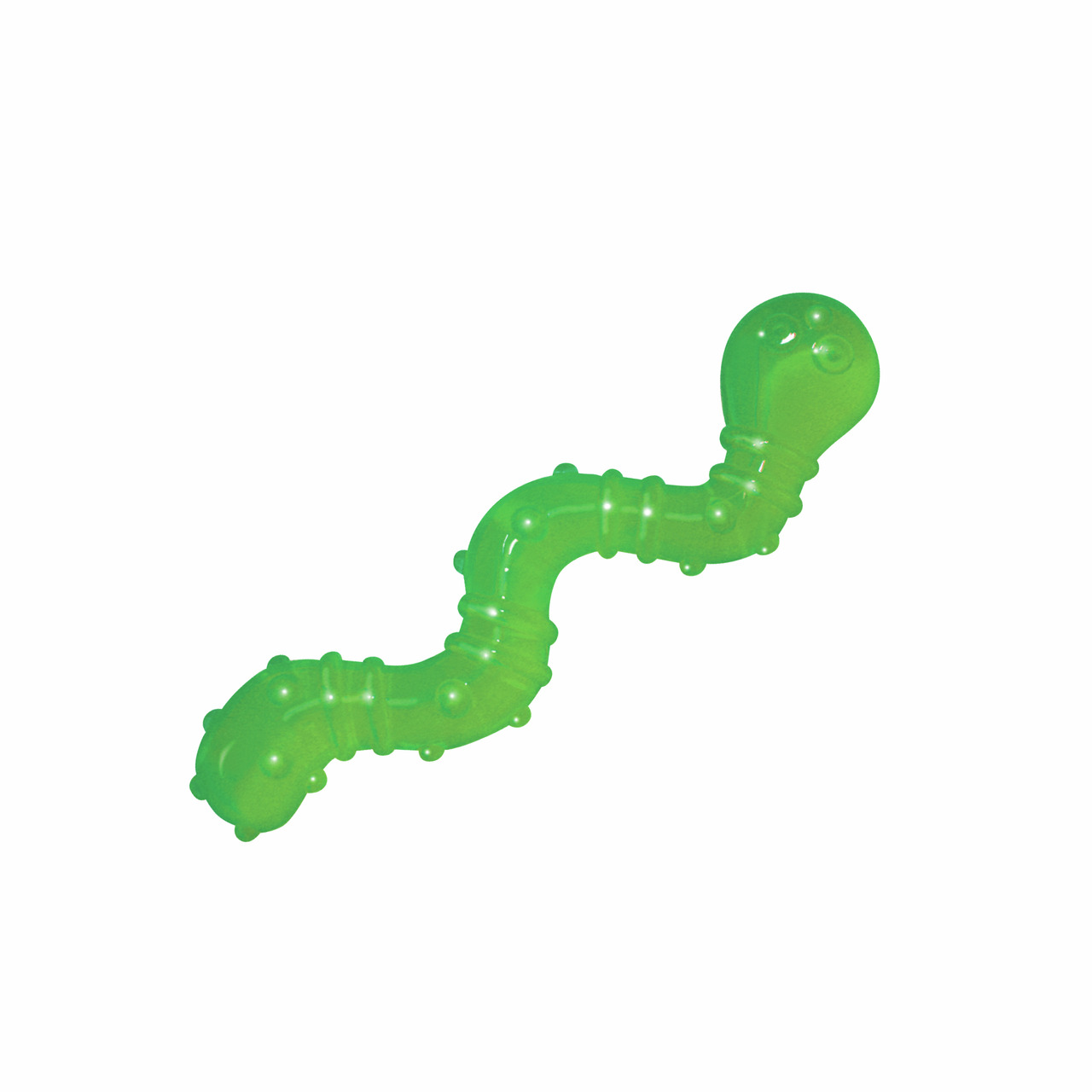 Das Bild zeigt das Hundespielzeug „Outward Hound Invincibles Mini Squeaky Worm“ in leuchtendem Grün. Es ist ein robustes, wurmförmiges Spielzeug mit genoppten Details, das speziell für Hunde entwickelt wurde. Zielgruppe sind Hundehalter, die langlebiges S
