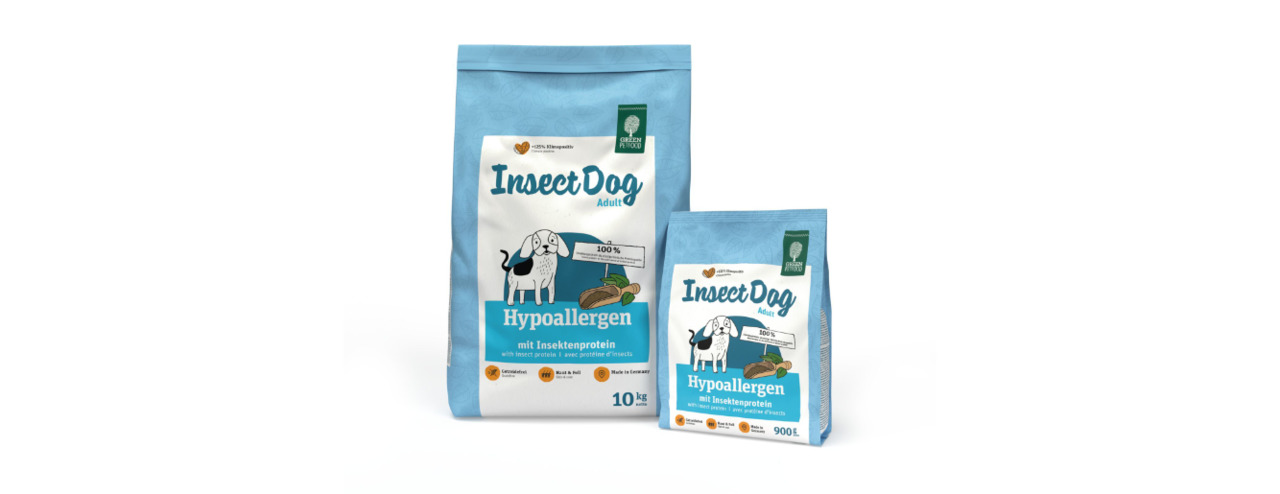 Green Petfood InsectDog Hypoallergen: Hundefutter f. ausgewachsene, ernährungssensible Hunde, Insektenprotein, 10 kg & 900 g.