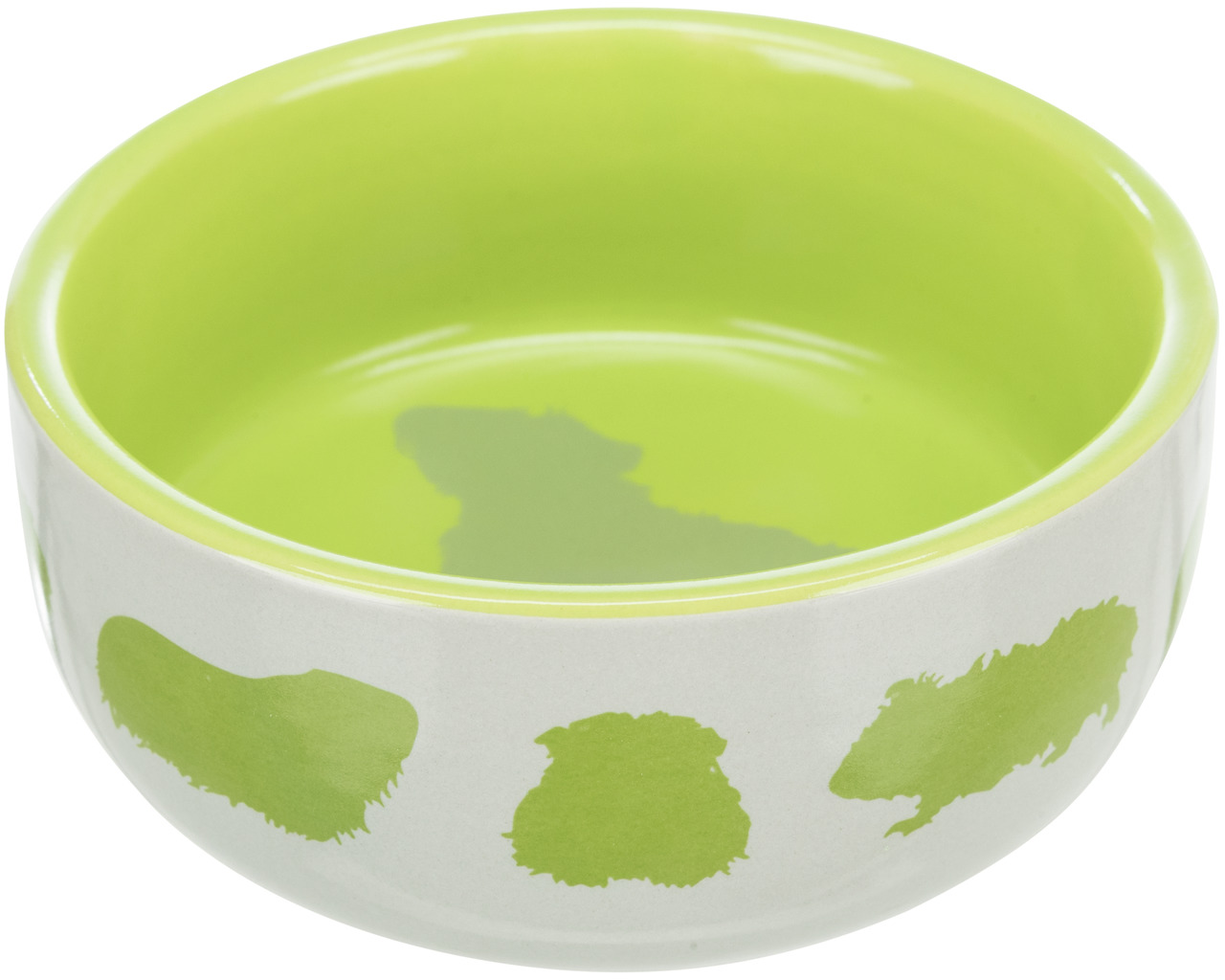 Keramiknapf TRIXIE für Meerschweinchen, grün/weiß, 250 ml, robust, leicht zu reinigen, ideal für Futter/Wasser, täglicher Gebrauch.