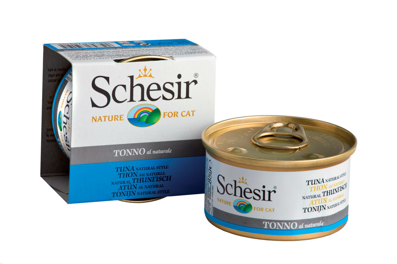 Sparpaket 48 x 85 g Schesir Adult Thunfisch in Kochwasser Katzen Nassfutter