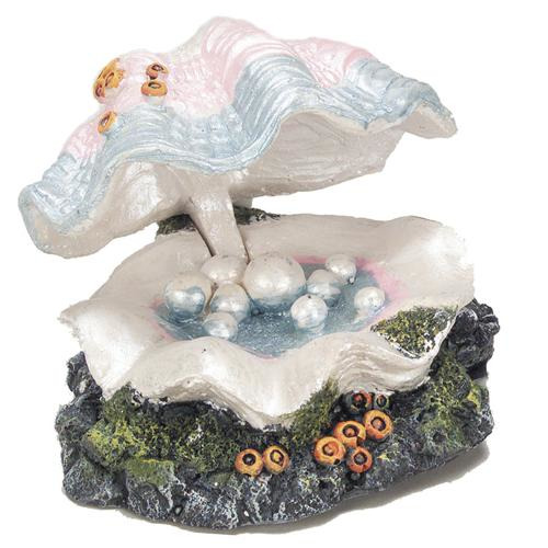 Dekoratives Aquarium-Accessoire von AQUA DELLA in Form einer geöffneten Muschel mit Perlen. Geeignet für Aquarienliebhaber, die eine natürliche und ästhetische Unterwasserlandschaft schaffen möchten. Detailreiche Gestaltung mit realistischen Farben und Te