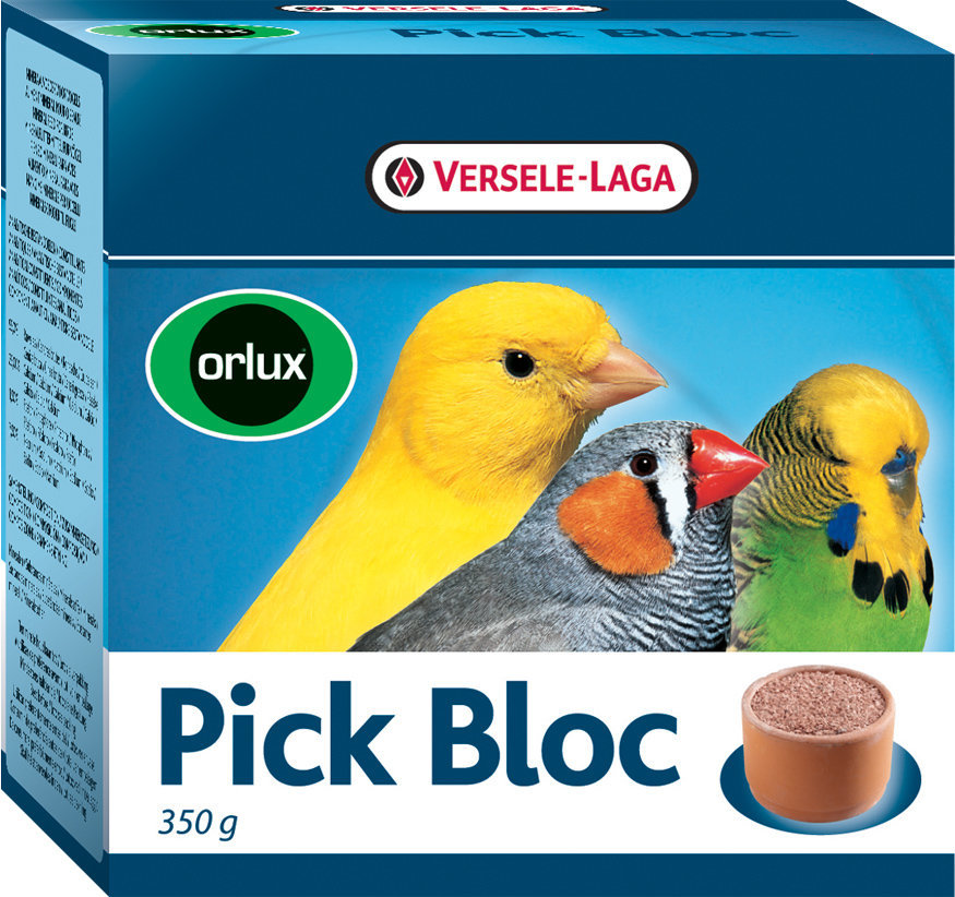Versele-Laga Orlux Pick Bloc, Mineralstein für Ziervögel (Kanarien, Zebrafinken, Wellensittiche), 350 g, fördert Gesundheit & Schnabelabrieb.