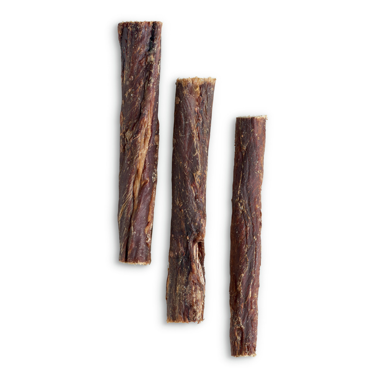 Drei natürliche Kausnacks der Marke Lottis Häppchen, speziell für Hunde. Die Sticks bestehen aus getrocknetem Fleisch, ideal als Belohnung oder zur Zahnpflege. Geschmacksrichtung: Rind. Verpackungsmenge nicht sichtbar. Hochwertiger Snack für eine artgerec