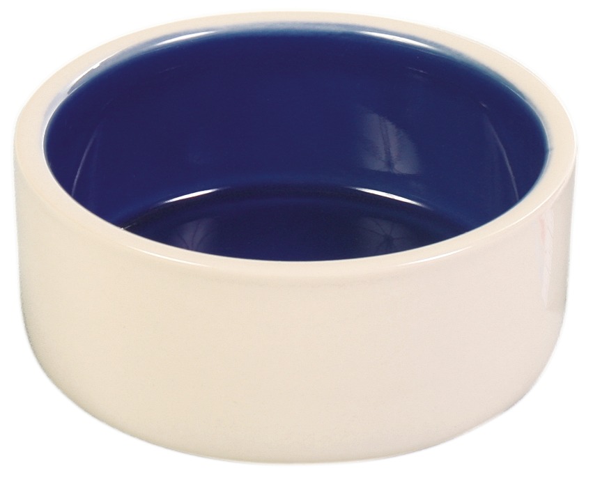 TRIXIE Keramiknapf, Hunde-Katzen, weiß-blau, robust, leicht zu reinigen, für Wasser-Futter, ideal für täglichen Gebrauch.