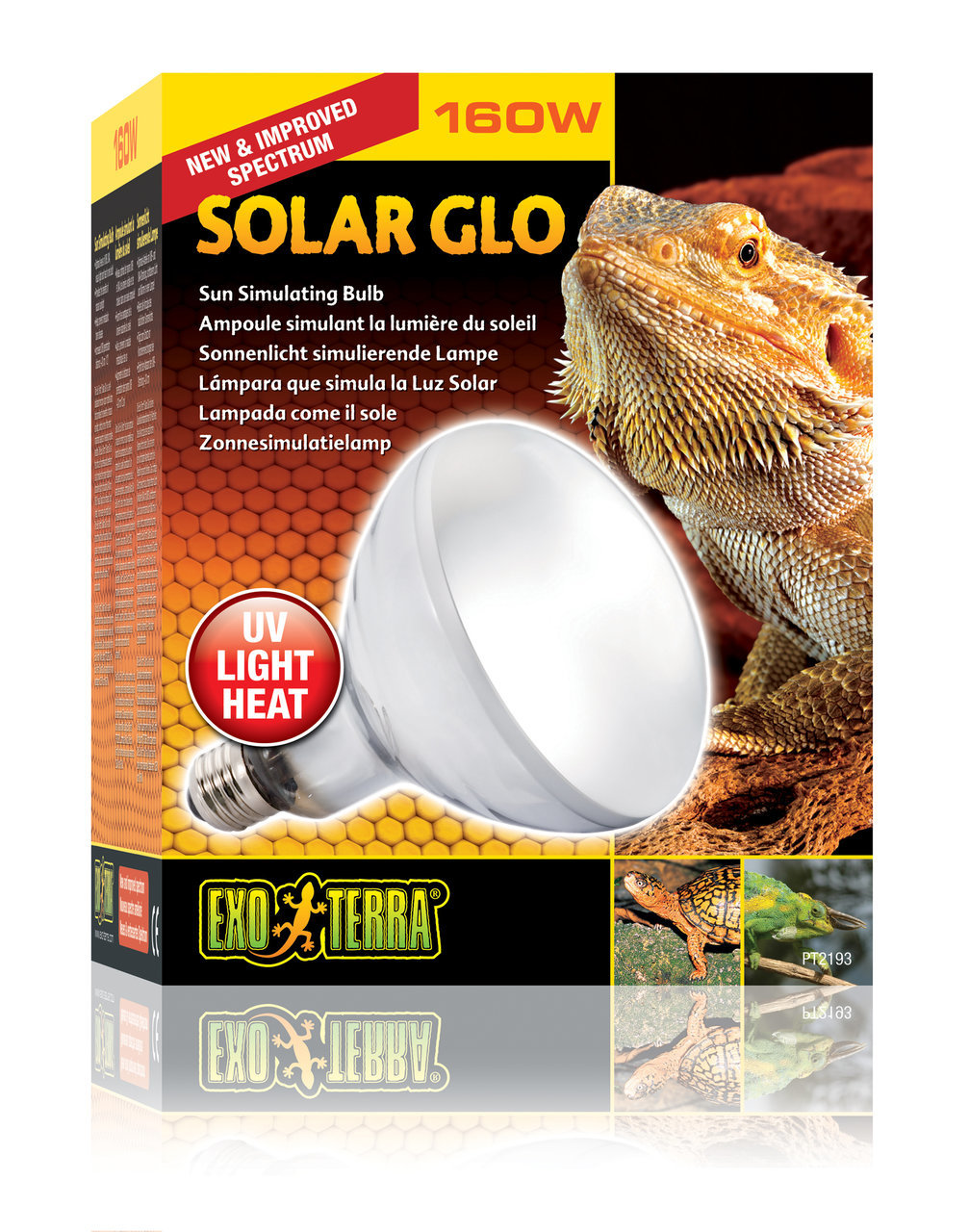 Exo Terra Solar Glo Lampe 160W, UV-Licht & Wärme für Reptilien, neue verbesserte Spektralqualität, ideal für Reptilienhalter.