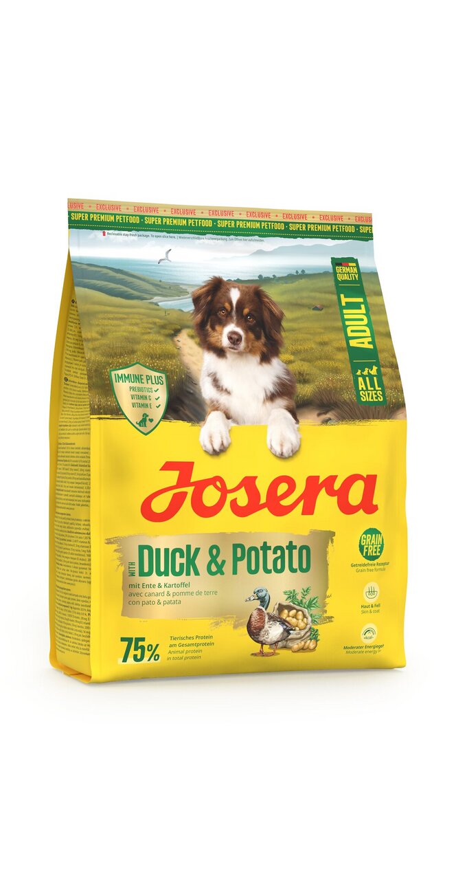 Josera Duck & Potato Hundefutter für erwachsene Hunde, Ente & Kartoffel, 15 kg, getreidefrei, unterstützt Immunsystem.