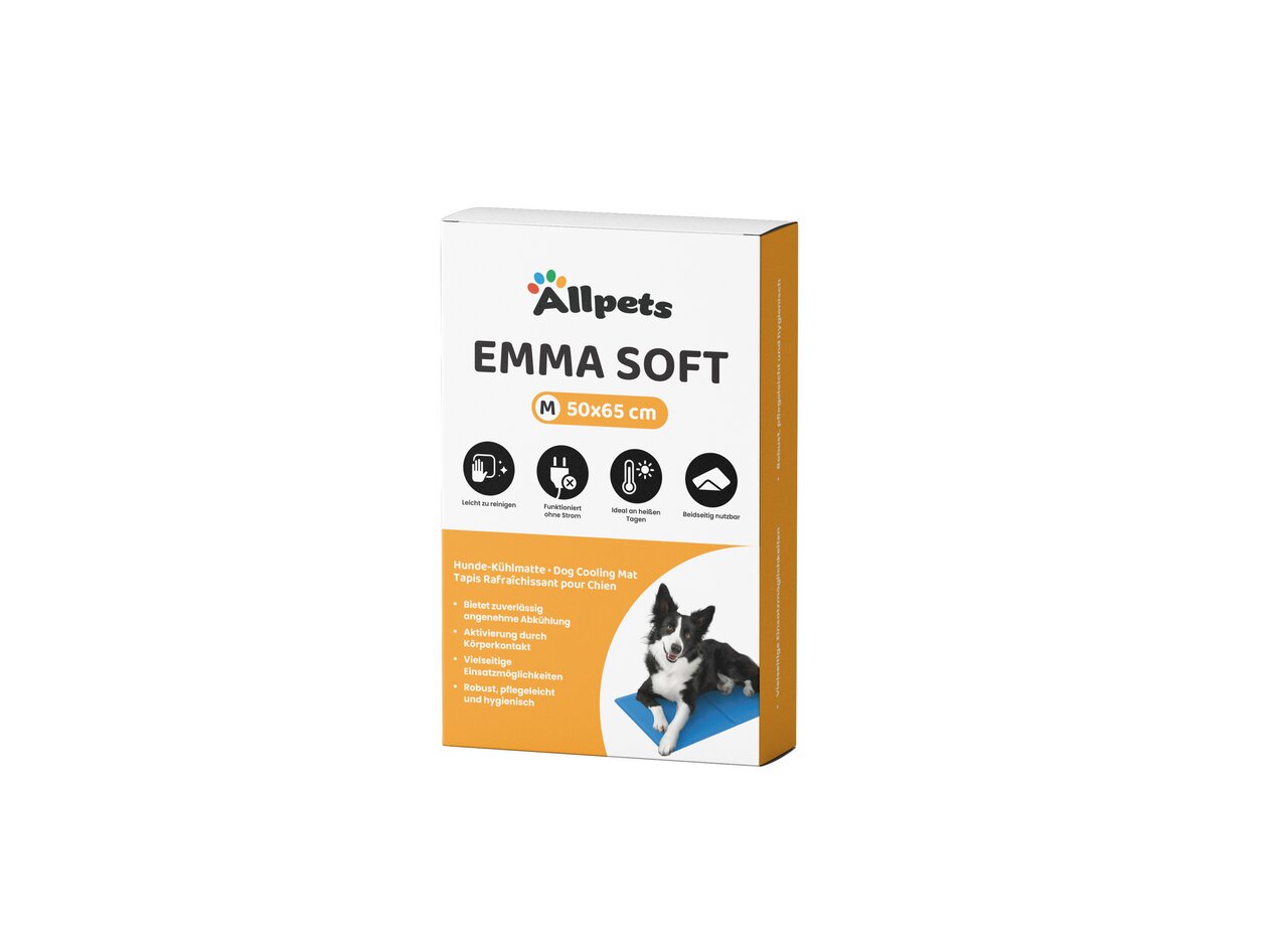 Allpets Emma Soft Hundekühlmatte, M 50x65 cm, ideal für Hunde, leicht zu reinigen, aktiviert durch Körperkontakt.