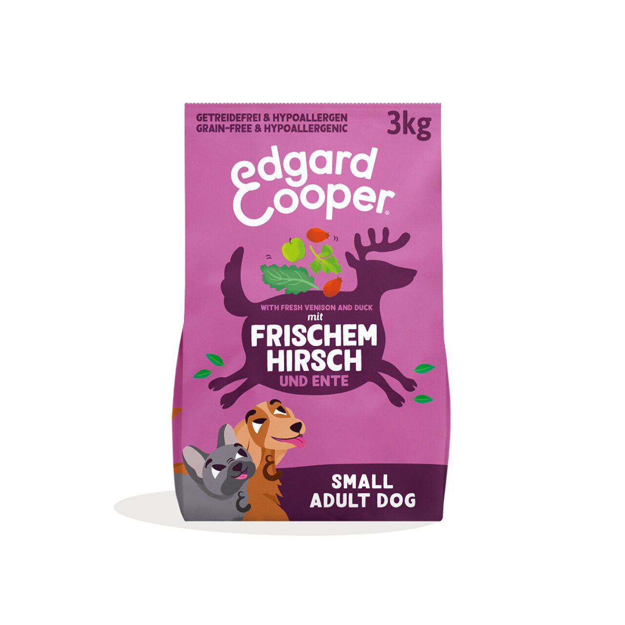 Edgard & Cooper Hundefutter für kleine erwachsene Hunde, Hirsch & Ente, getreidefrei, hypoallergen, Inhalt: 3 kg.