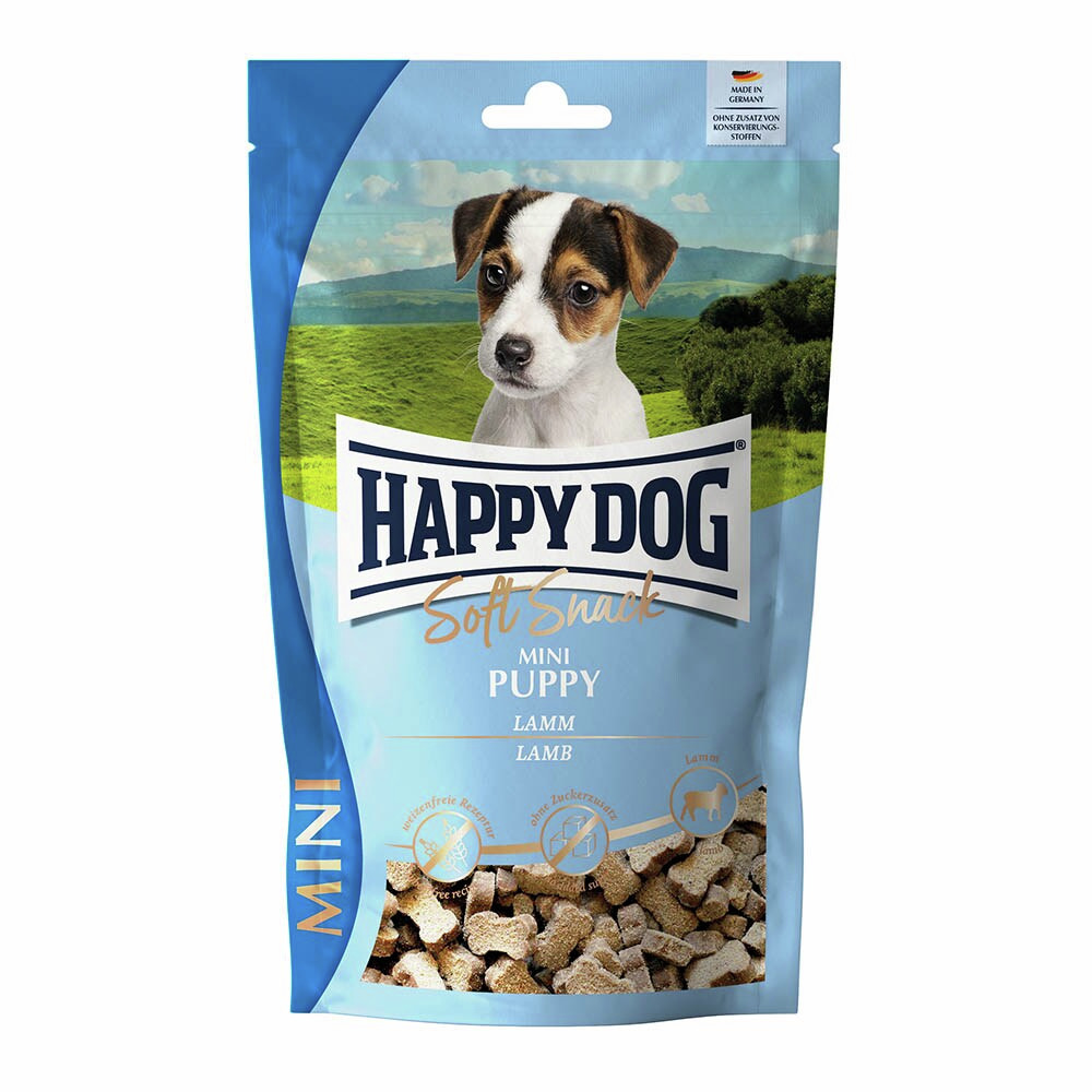 HAPPY DOG Soft Snack Mini Puppy Lamm, für Welpen, Geschmack Lamm, 100 g, zuckerfrei, ohne künstl. Konservierungsstoffe.
