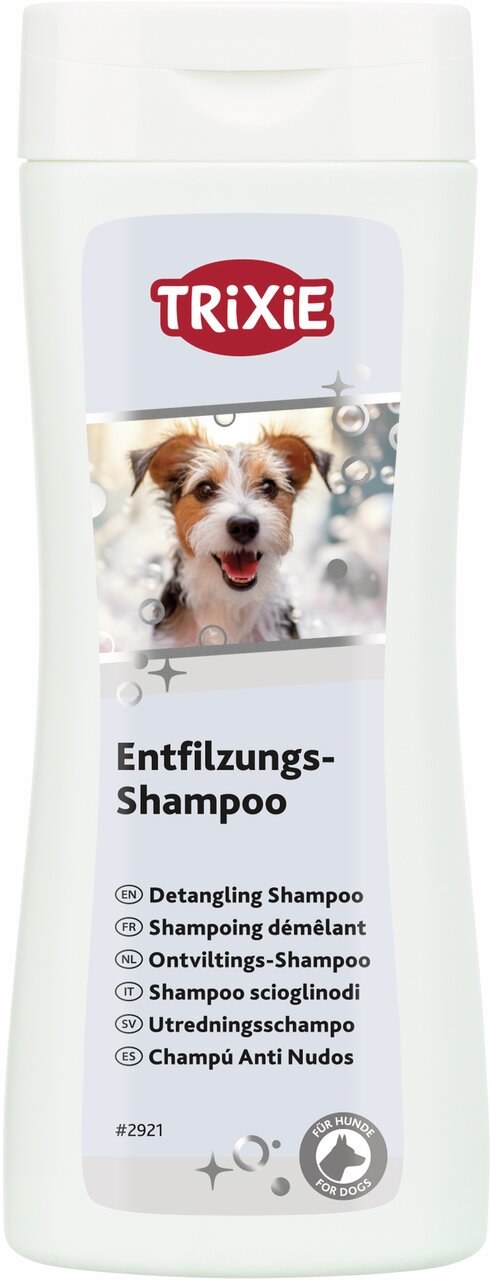 TRIXIE Entfilzungs-Shampoo für Hunde, 250 ml, erleichtert Kämmen, speziell für Hunde, mit Collie auf der Verpackung.
