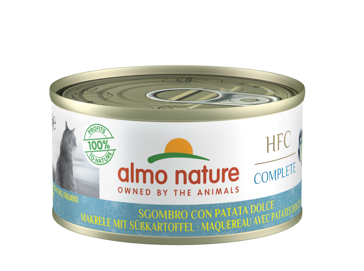 Sparpaket 24 x 70 g Almo Nature HFC Complete Makrele mit Süßkartoffel Katzen Nassfutter