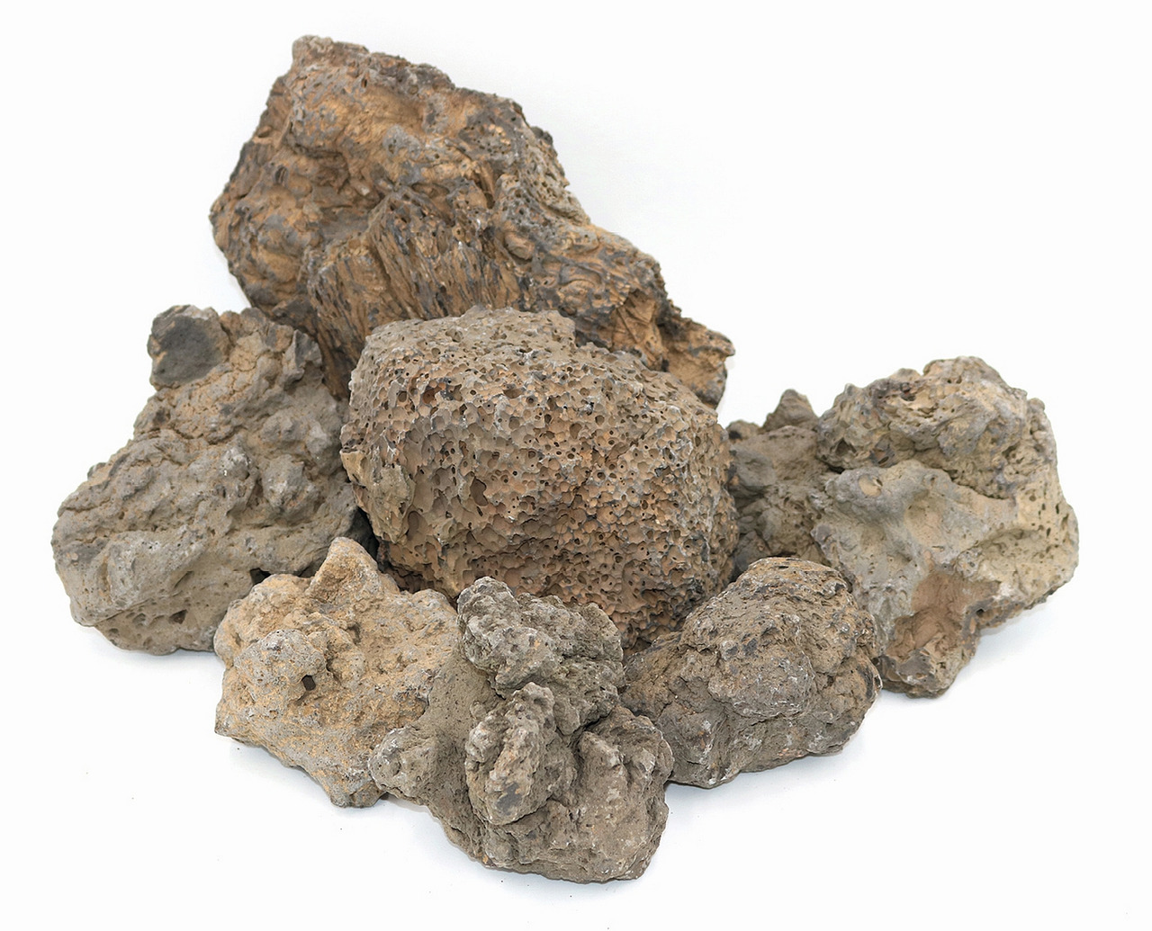 Aquadeco Lavasteine, Dekoration für Aquarien-Terrarien, naturbelassen, porös, braun, versch. Größen, ideal für Fische, 125 g.