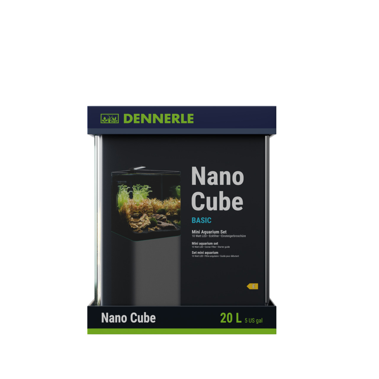 Dennerle Nano Cube Basic Mini Aquarium Set, 20L, für Aquaristik-Einsteiger, inkl. LED-Beleuchtung & Zubehör, kompakt & modern.