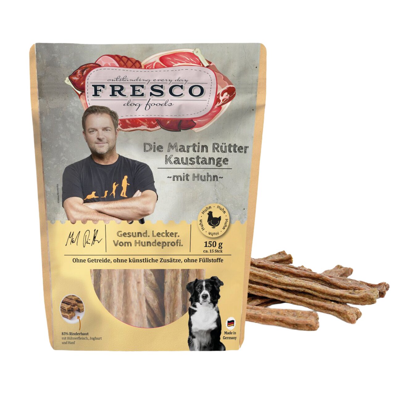 Fresco Martin Rütter Kaustange mit Huhn, für Hunde, 150 g, getreidefrei, ohne künstliche Zusätze, gesunder Hundesnack.