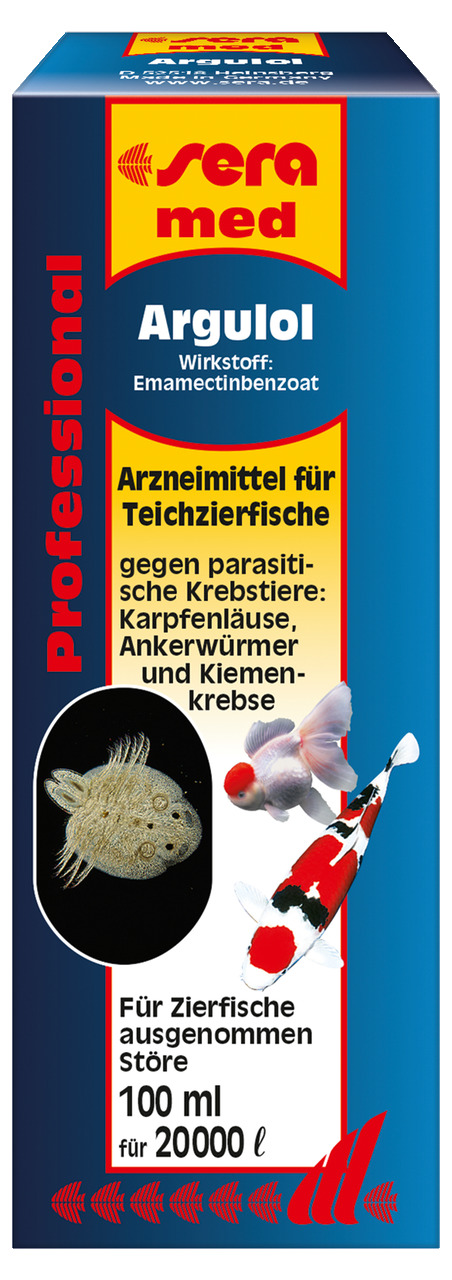 sera med Professional Argulol, Arzneimittel für Teichzierfische, 100 ml, gegen Karpfenläuse, Ankerwürmer & Kiemenkrebse, für 20.000 l.