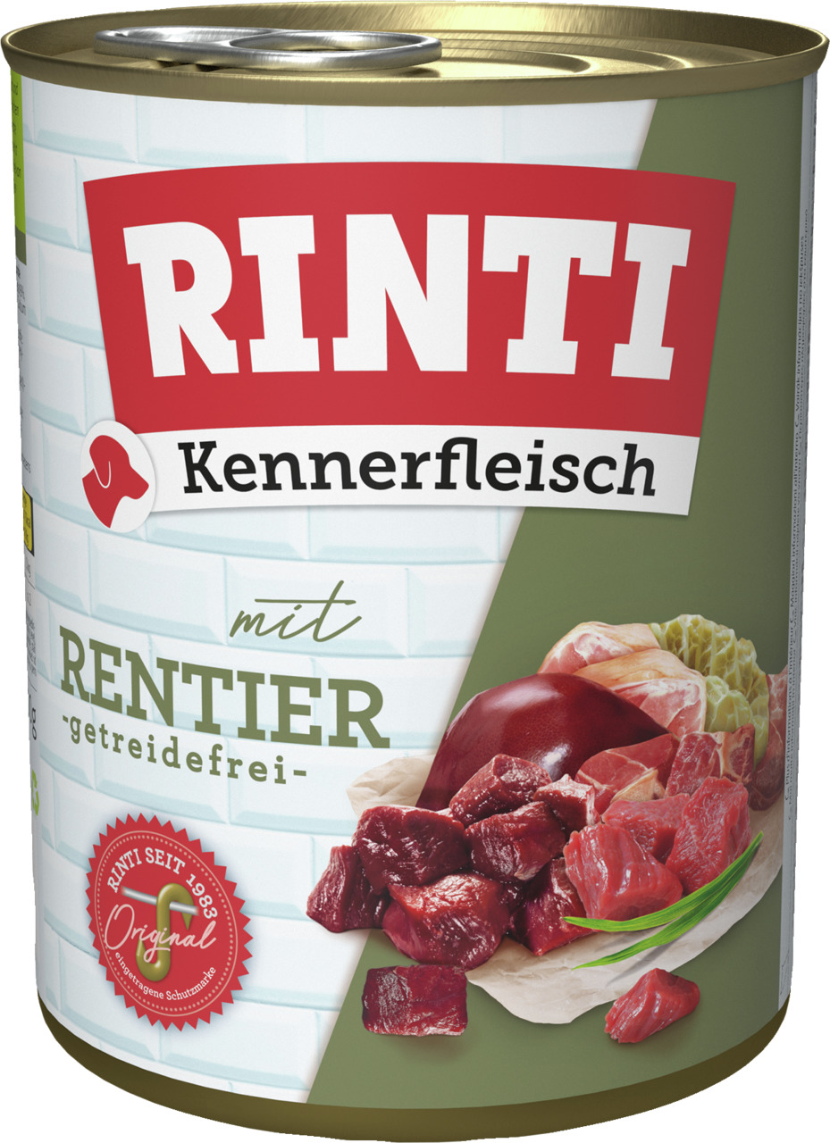 RINTI Kennerfleisch, Hunde, Rentier, getreidefrei, 400 g, hohe Qualität & Natürlichkeit.