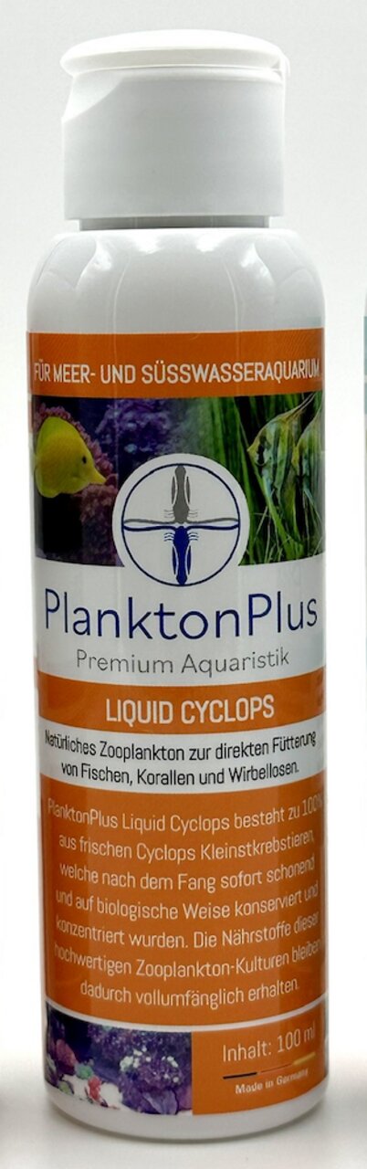 PlanktonPlus Liquid Cyclops, 100 ml, für Meer--Süßwasseraquarien: Natürliches Zooplankton für Fische, Korallen & Wirbellose.