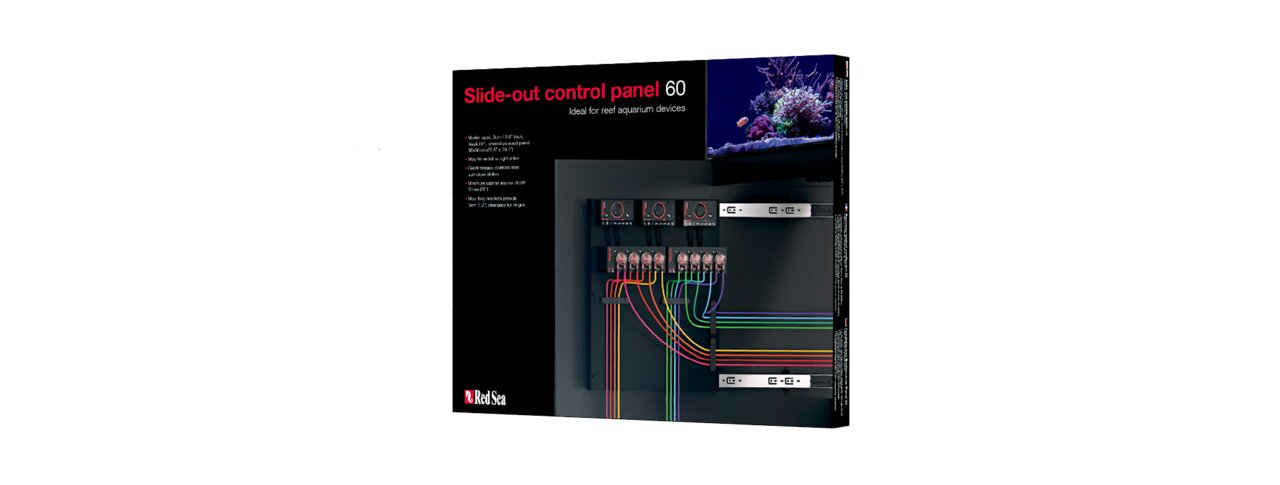 Red Sea Slide-out Control Panel 60, Zubehör für Riffaquarien, ideal zur Organisation von Geräten, inkl. farbcodierter Kabel.