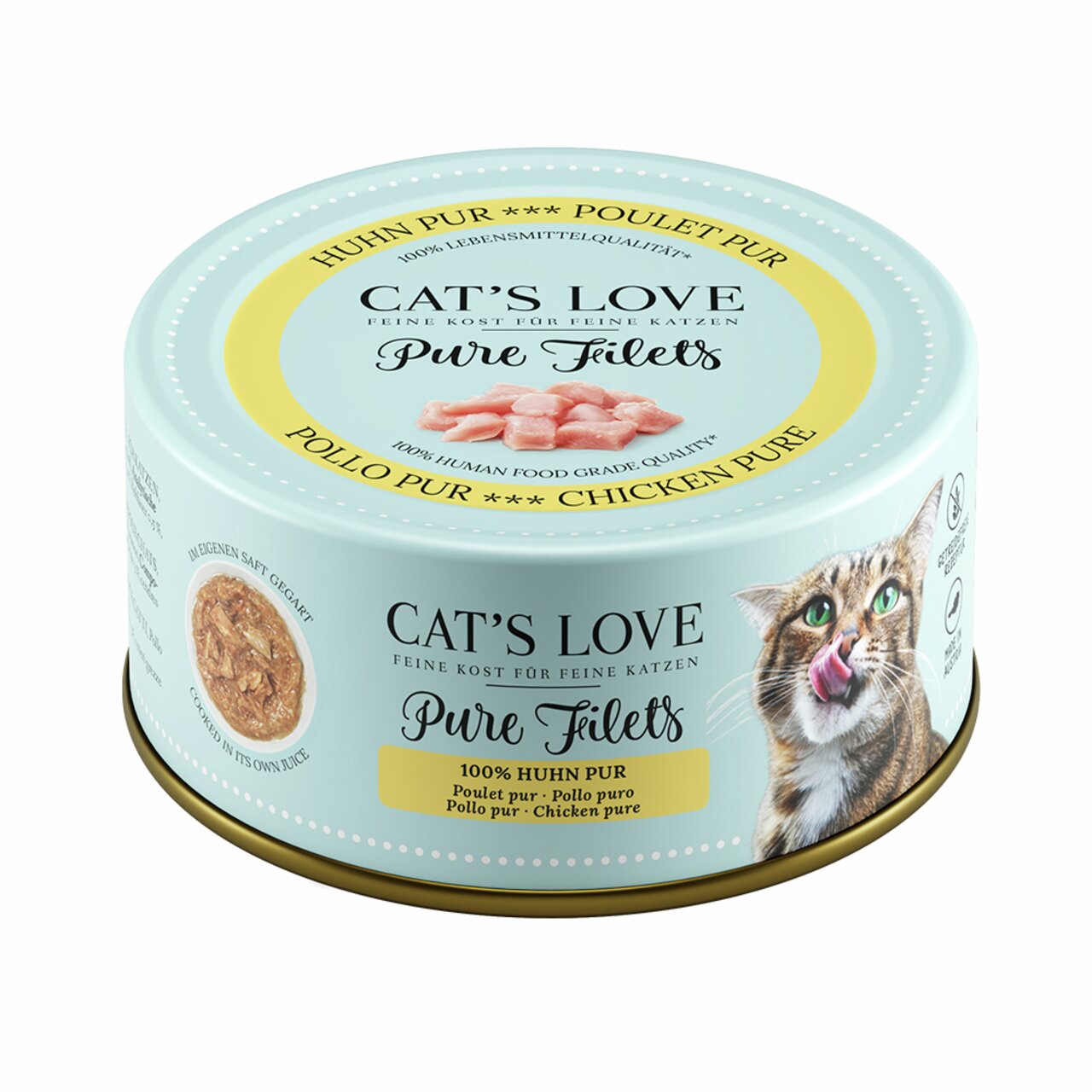 Cat's Love Pure Filets, Katzen, Huhn Pur, 100 % Hühnerfilet in Lebensmittelqualität, 85 g.