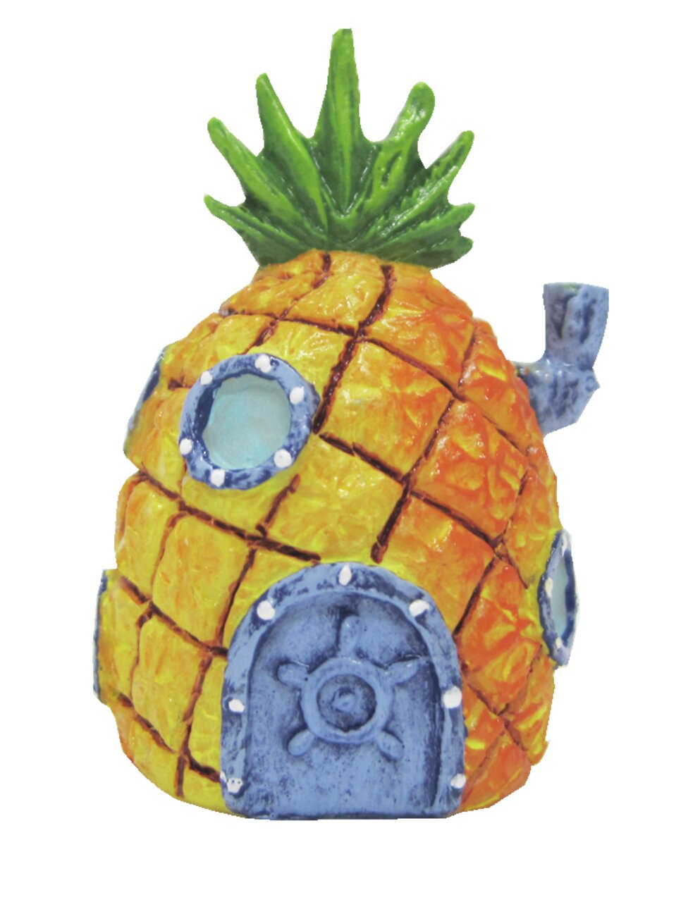 Pennplax Aquarium-Deko Ananashaus im SpongeBob-Stil für Zierfische, gelb-blaue Unterwasserhöhle als Versteck.