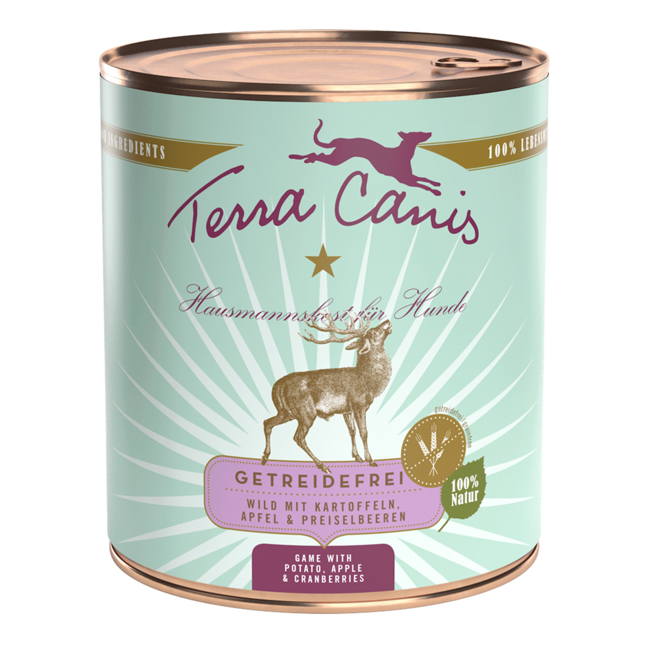 Terra Canis Getreidefrei Wild mit Kartoffeln, Apfel und Preiselbeeren Hunde Nassfutter 800 g