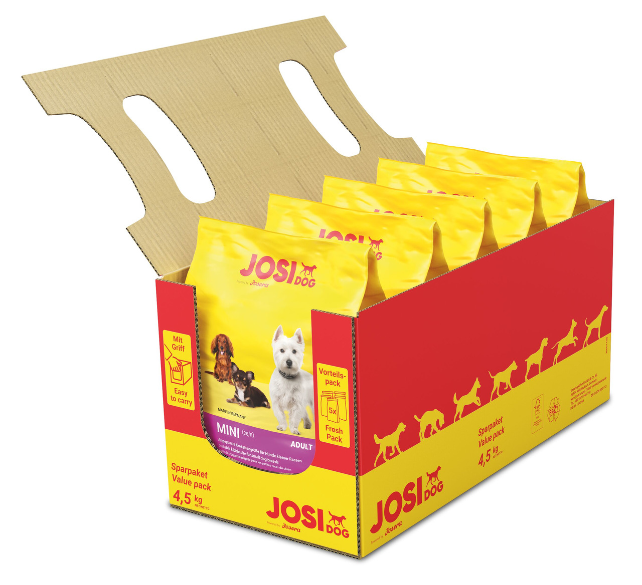 Josera JosiDog Mini Adult, für kl. Hunde, Sparpaket 4,5 kg (5 Frischebeutel), Geschmacksr. nicht angegeben.