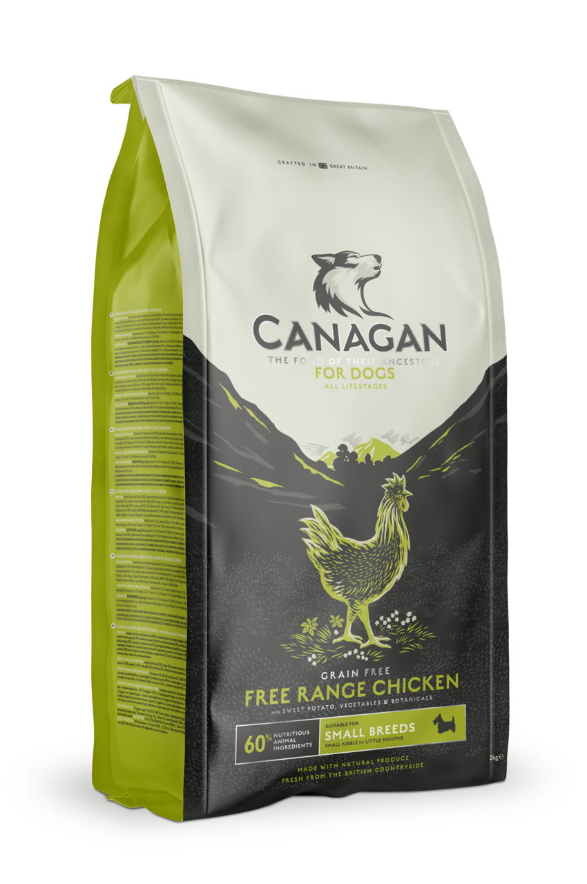 Canagan Free Range Chicken, Hundefutter für kleine Rassen, getreidefrei, Freilandhuhn, 2 kg, für alle Lebensphasen, 60 % Fleisch.