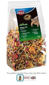 TRIXIE Blüten-Mix, 75 g, für pflanzenfressende Reptilien (z. B. Schildkröten), mit getrockneten Blüten.