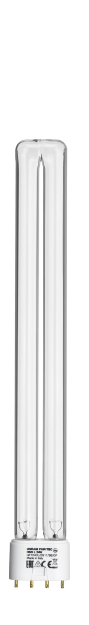 EHEIM Ersatzlampe, UV-C, für Aquarien/Teichfilter, reduziert Keime/Algen, effektive Wasseraufbereitung, längl. Form, weißer Sockel.