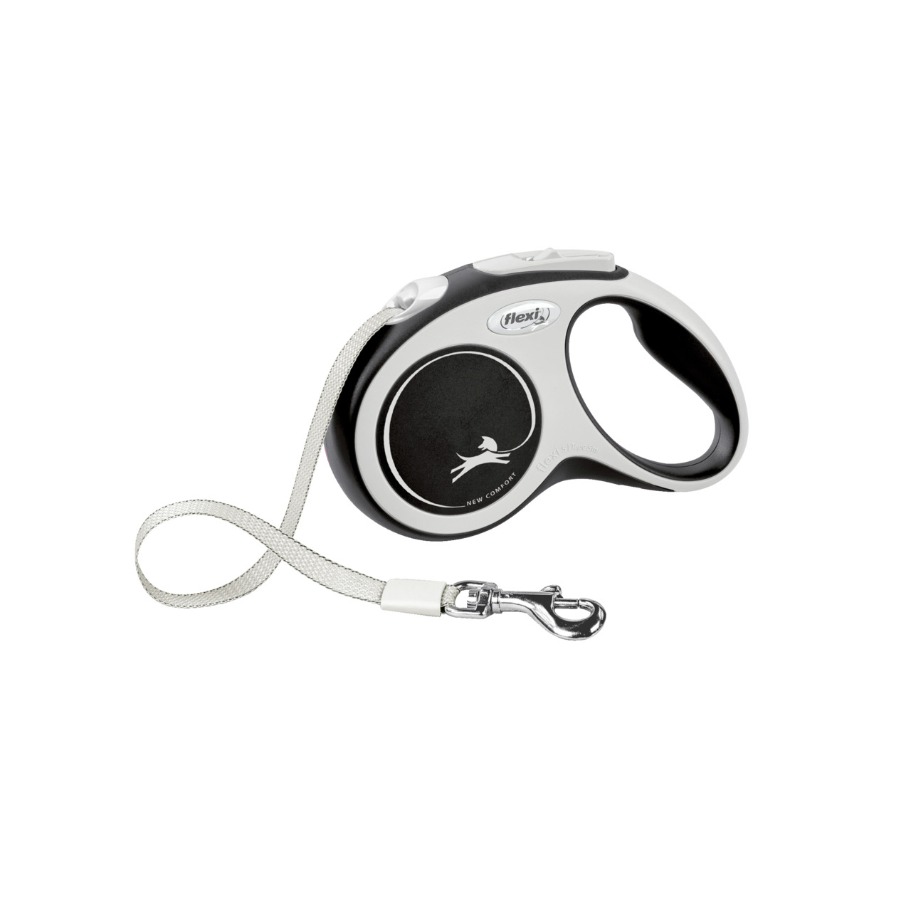 Flexi Hundeleine "New Comfort", Schwarz-Grau, für Hunde, ergonom. Griff, stabiler Karabiner, zuverlässige Kontrolle beim Gassigehen.