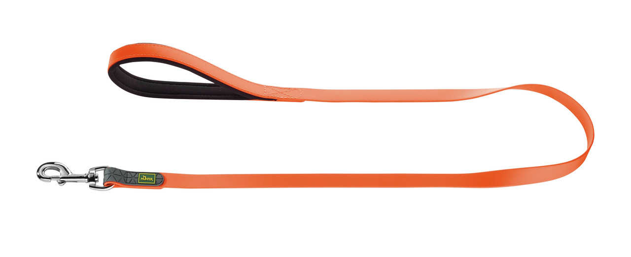 Hundeleine HUNTER Convenience, für alle Hunde, orange, Kunststoff, gepolsterte Schlaufe, wasserabweisend, 1m, stabiler Karabiner.