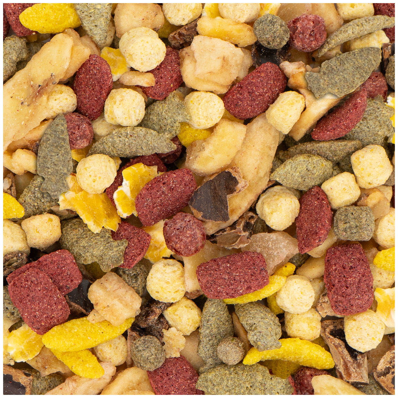 JR FARM Obst-Salat: Snack für Kaninchen & Meerschweinchen, mit getrockneten Früchten, Gemüse & Pellets, für ausgewogene Ernährung.