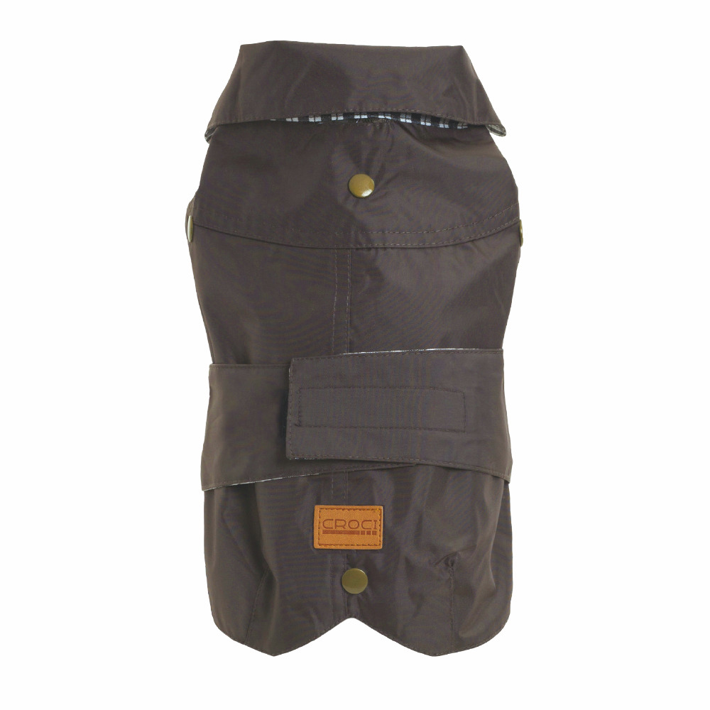 CROCI Hundemantel "Raincoat" für kl.-mittelgr. Hunde, wasserabweisend, mit Druckknöpfen, Klettverschluss, kariertes Innenfutter.