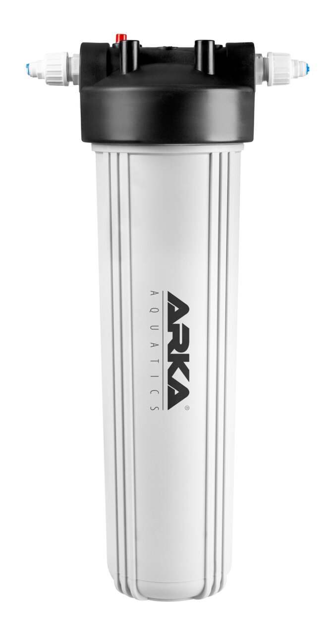 ARKA Aquatics Filtergehäuse, für Aquarienbesitzer, zylindrisch, robust, Weiß-Schwarz, klares Wasser, hochwertig.