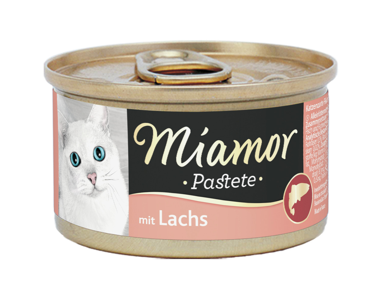 Miamor Pastete mit Lachs, für Katzen, Geschmacksrichtung Lachs, 85 g.