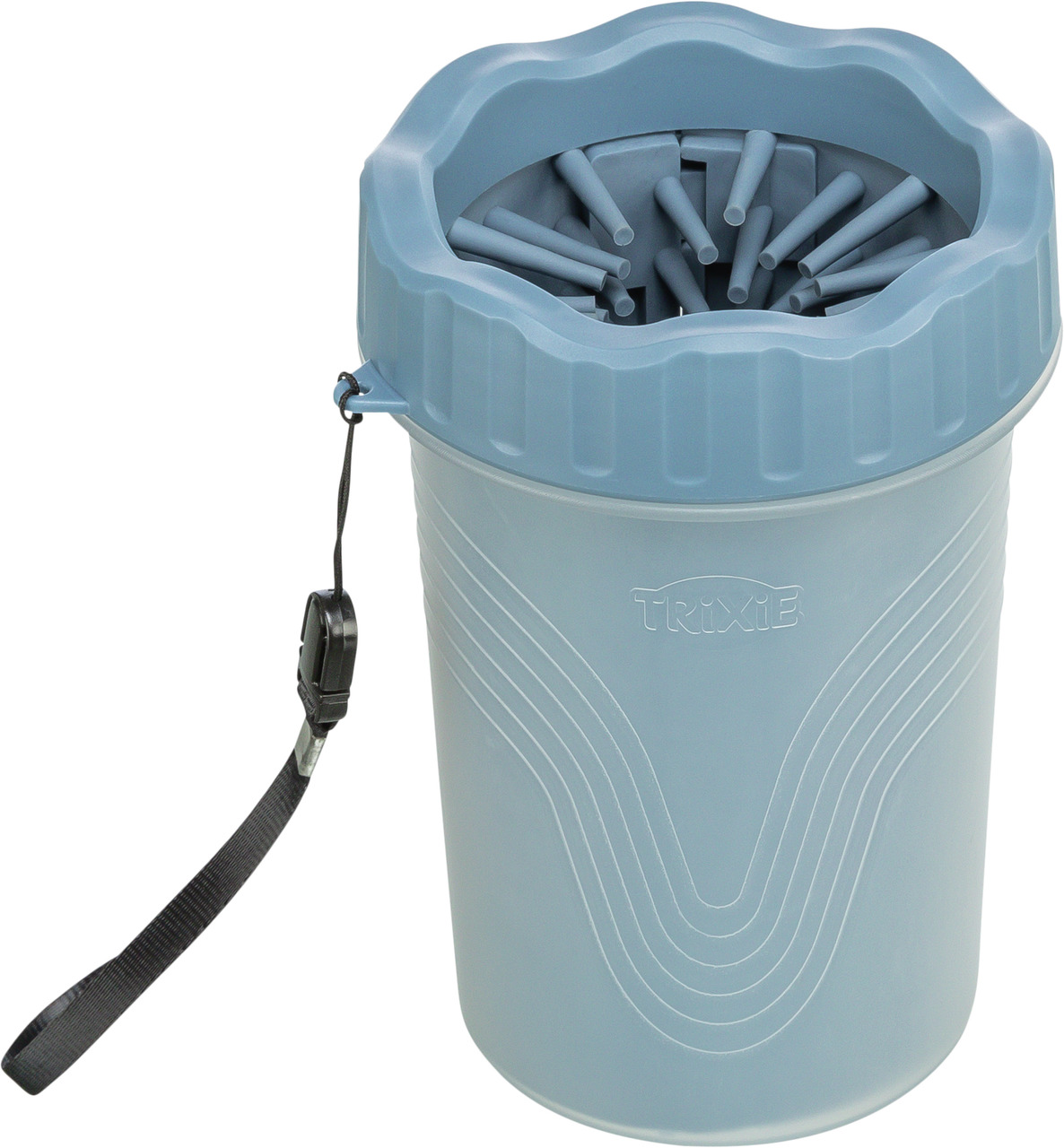 TRIXIE Pfotenreiniger für Hunde, blau, mit Silikonborsten, sanfte Reinigung, für alle Größen, mit Deckel & Trageschlaufe.