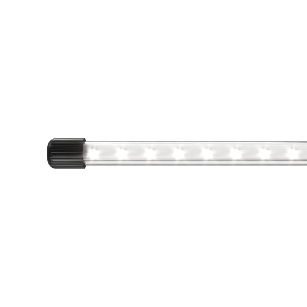 JUWEL LED Light Tube Leuchtstoffröhre für Aquarien, weiße Aquariumbeleuchtung in Röhrenform mit schwarzen Endkappen.