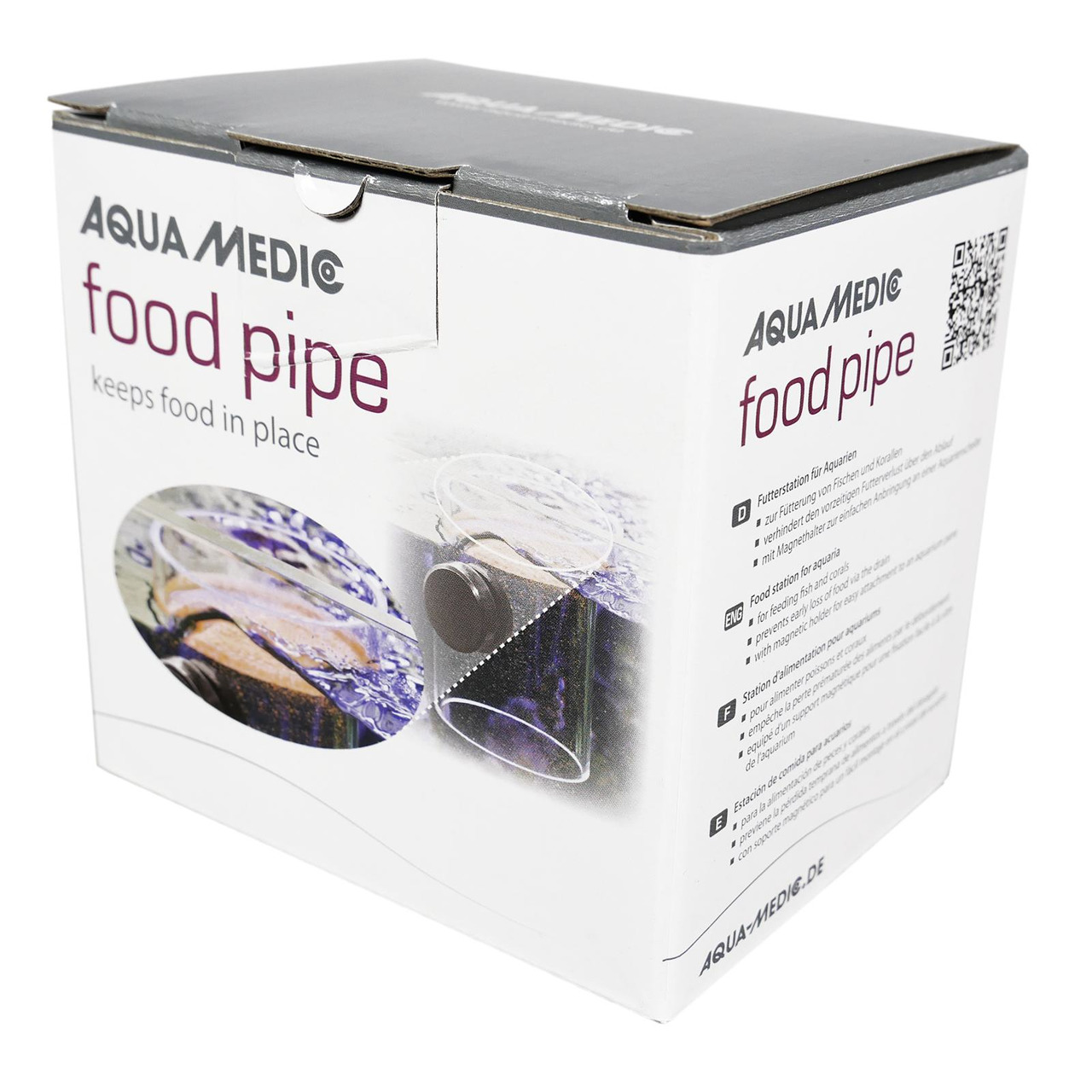 Aqua Medic Food Pipe: Futterstation f. Aquarienbesitzer, gezielte Fütterung v. Fischen-Korallen, „keeps food in place“, weiß-lila.