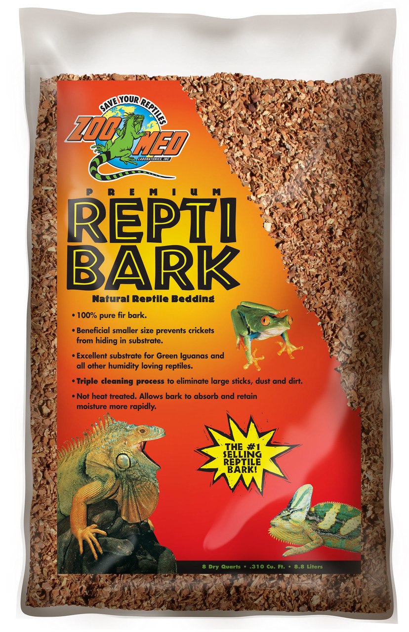 Zoo Med Premium Repti Bark, Reptilienstreu für grüne Leguane & feuchtigkeitsliebende Reptilien, 100 % Rinde, 8,8 L, absorbiert Feuchtigkeit.