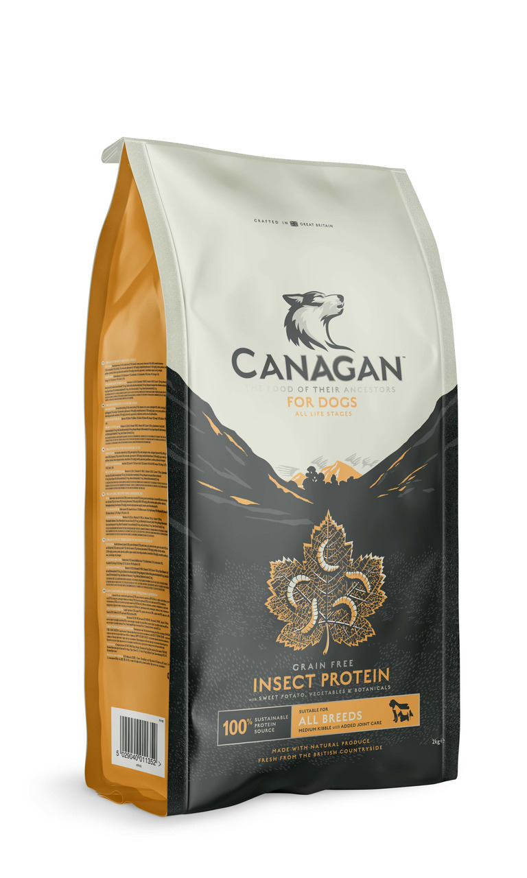 Canagan Grain Free Insect Protein, für alle Hunderassen/-phasen, Insektenprotein, Süßkartoffeln, Gemüse, Kräuter, 2 kg, getreidefrei.