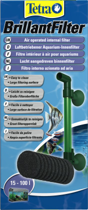 Tetra BrillantFilter: Luftbetriebener Innenfilter für Aquarien (15-100 L), leicht zu reinigen, große Filterfläche, effizient.