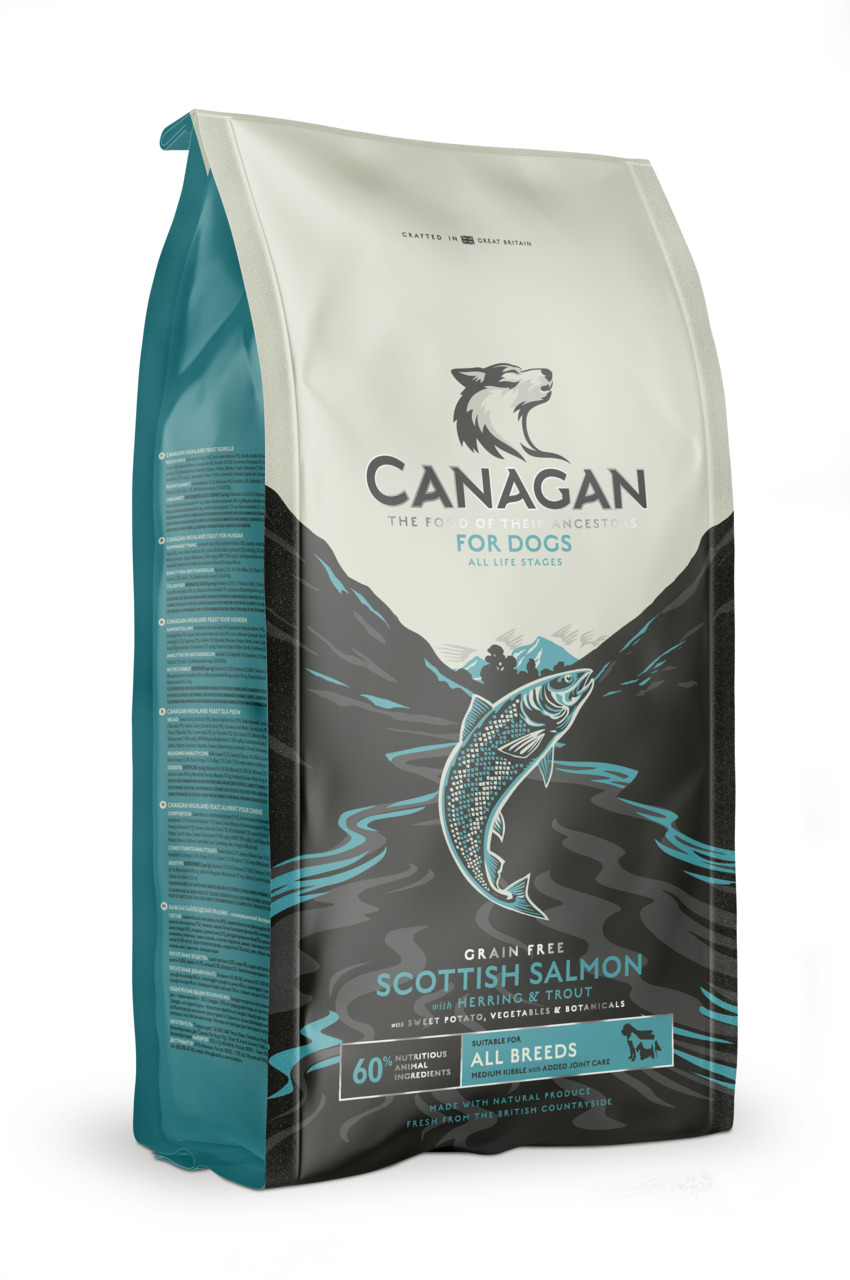 Canagan „Scottish Salmon“ Hundefutter, für alle Rassen/Lebensphasen, schott. Lachs, Hering, Forelle, 60 % nat. Zutaten, getreidefrei.