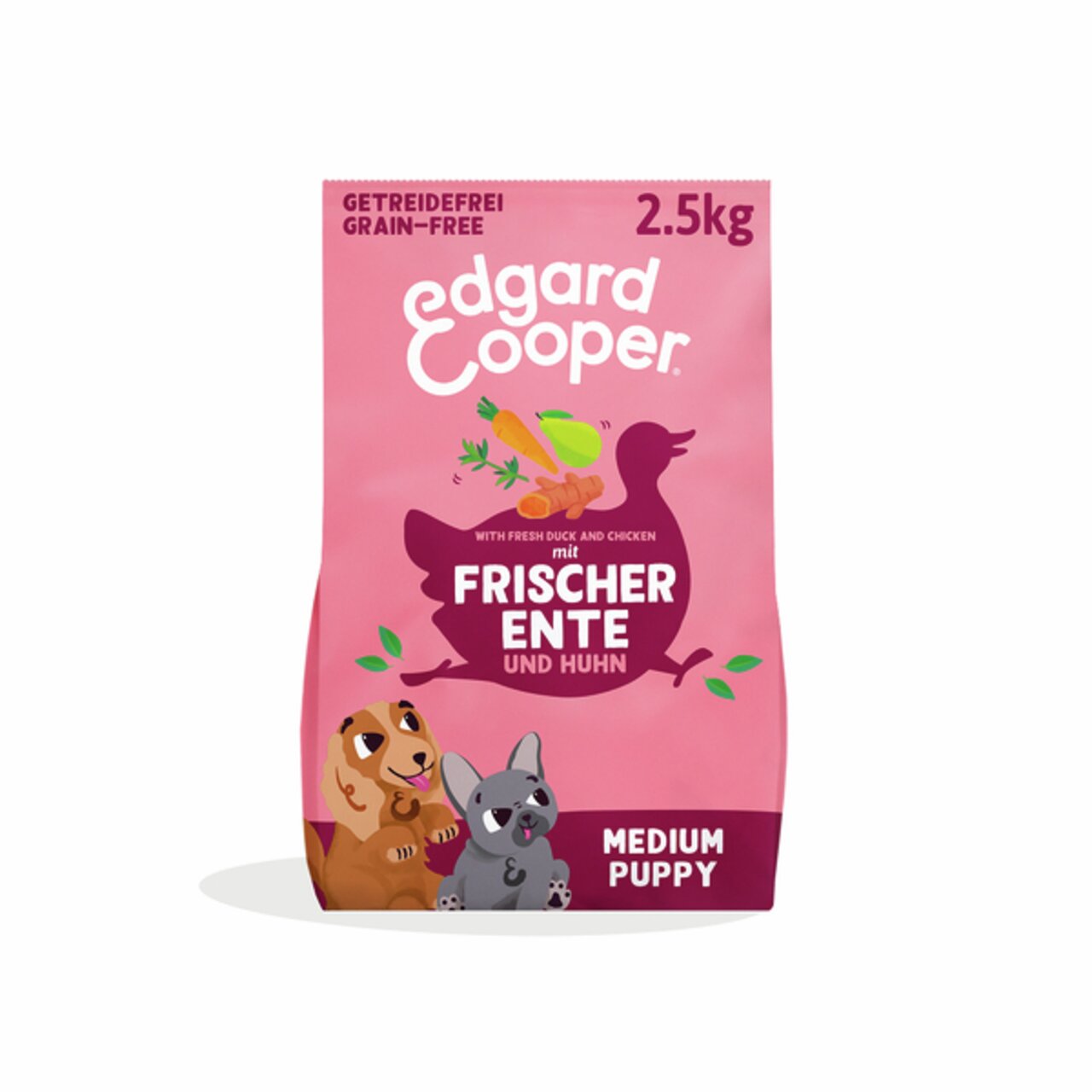 Edgard & Cooper Hundefutter für Welpen, Geschmacksrichtung Ente & Huhn, getreidefrei, 2,5 kg, geeignet für mittelgroße Rassen.